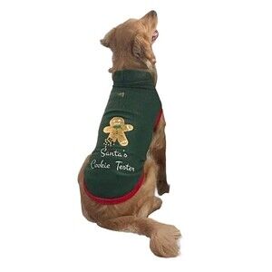 Santas Cookie Tester Holiday Pet Sweatshirt Large Green & Red Hoodie New w/ Tags